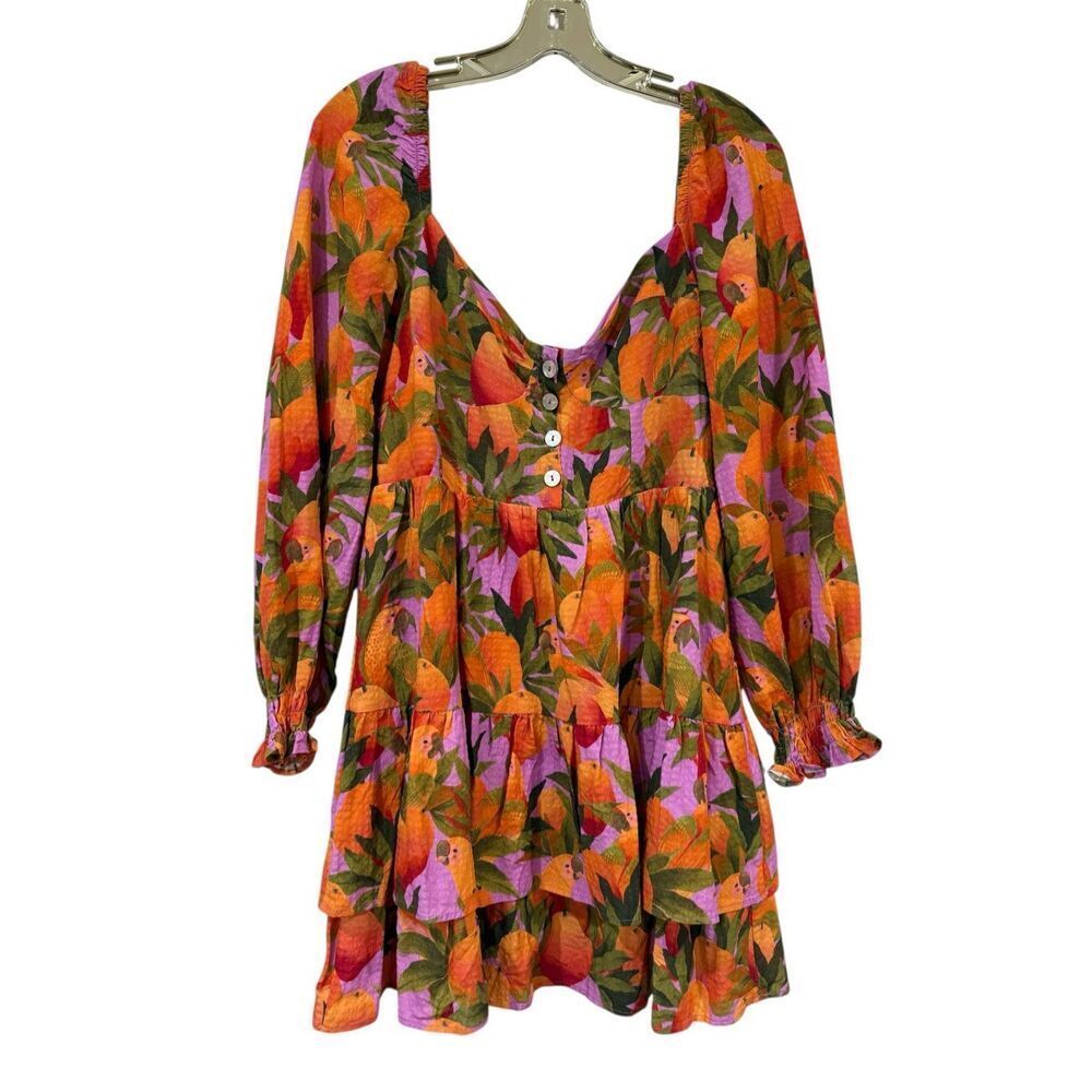 Farm Rio Mango Macaw Mini Dress M - Picture 2 of 9